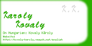 karoly kovaly business card